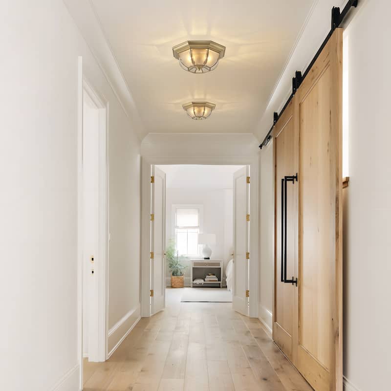 Starsky Vintage 3-Light Glass Brass Flush Mount