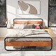 preview thumbnail 2 of 14, King Metal Platform Bed Frame with Upholstered Headboard Wireless Charging
