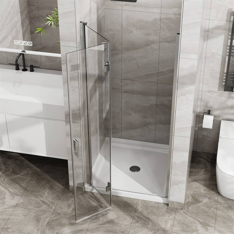 34"x 72" Bifold Frameless Glass Shower Door 1/4 " Tempered Clear Glass - Chrome