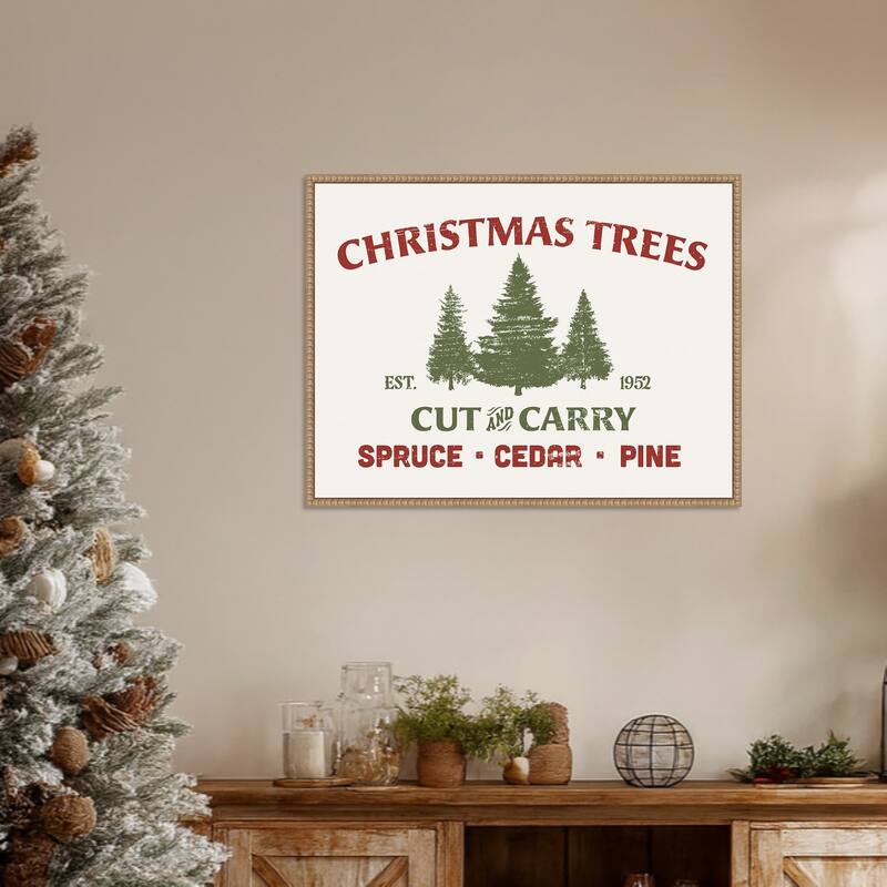 Christmas Farm Sign I by Victoria Barnes Framed Canvas Wall Art Print