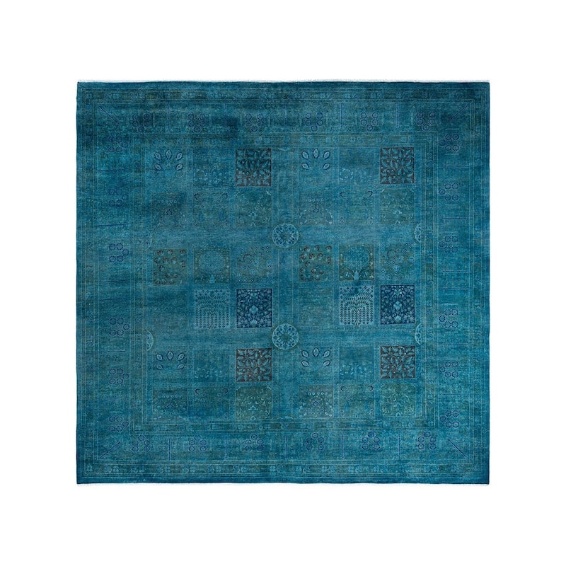 Fine Vibrance One-of-a-Kind Hand-Knotted Area Rug - Blue, 8' 1" x 8' 3" - 8' 1" x 8' 3"