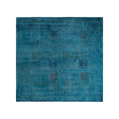 Fine Vibrance One-of-a-Kind Hand-Knotted Area Rug - Blue, 8' 1" x 8' 3" - 8' 1" x 8' 3"
