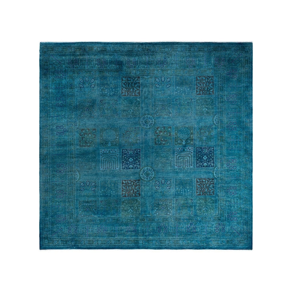Fine Vibrance One-of-a-Kind Hand-Knotted Area Rug - Blue, 8' 1" x 8' 3" - 8' 1" x 8' 3"
