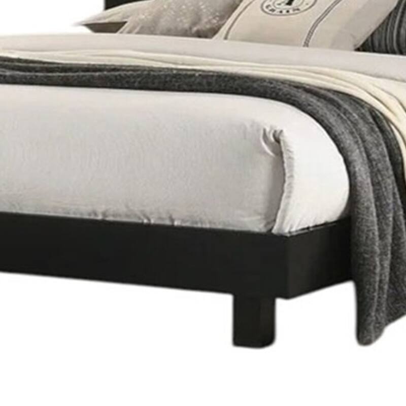 Yoki Full Size Bed w Underbed LED, Acrylic Gold Trim, Black Frame