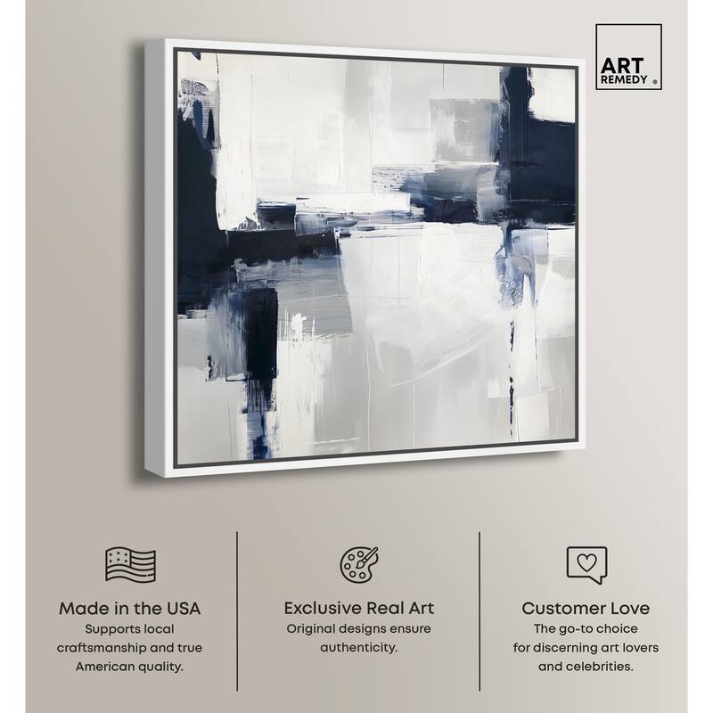 Blue Cascades on Still White Canvas by Art Remedy