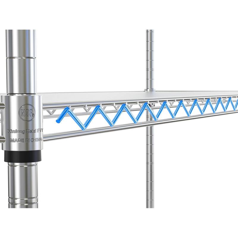 Heavy Duty 6 Tier Metal Shelves, Height Adjustable with Wheels