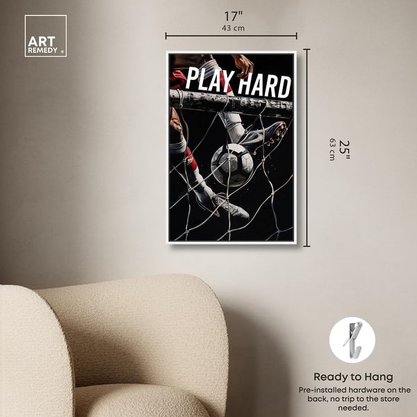 dimension image slide 12 of 24, Play Hard Soccer Canvas Mancave Art by Art Remedy