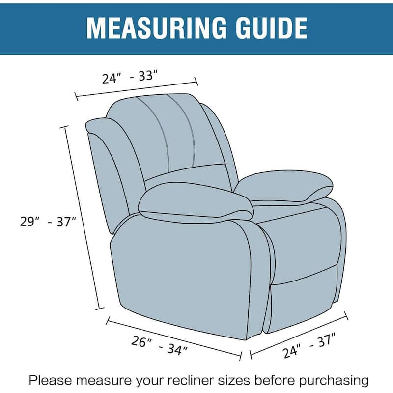 Enova Home Velvet Spandex Recliner Chair Slipcover with Elastic Bottom Side Pocket