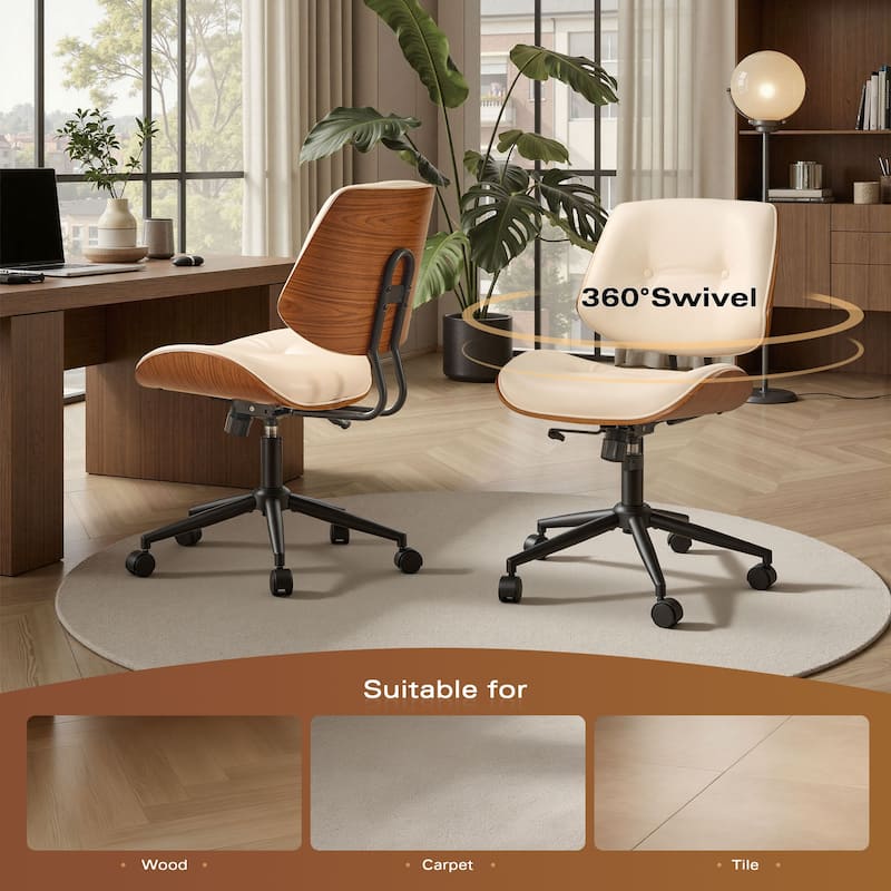 OVIOS Armless Adjustable Rivet Design Office Chair - N/A