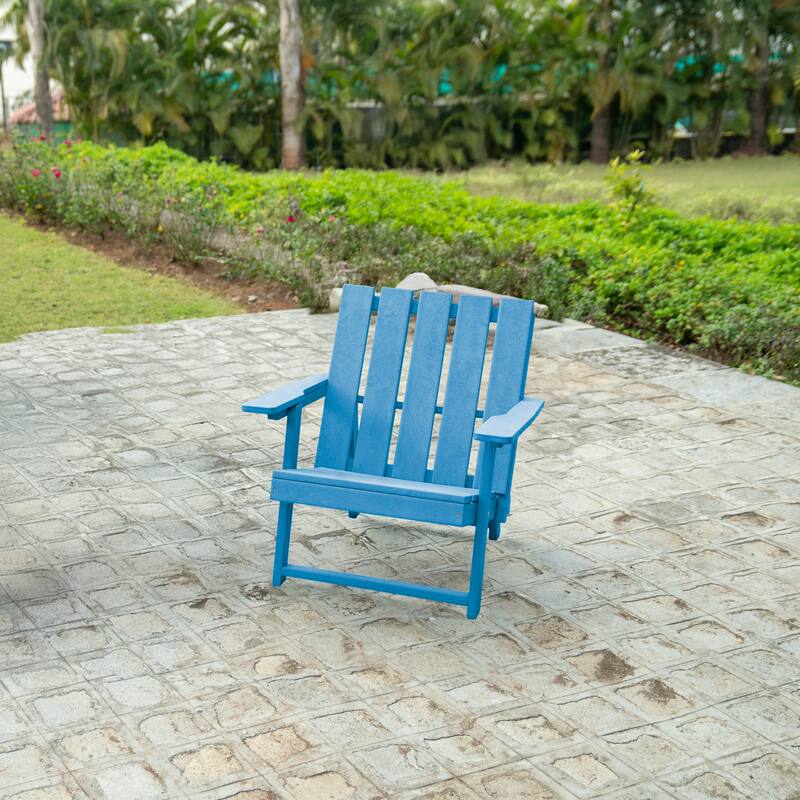 Amalfi Fully Assembled All-Weather Outdoor Folding Modern Adirondack Chair and Table Set - 3-piece