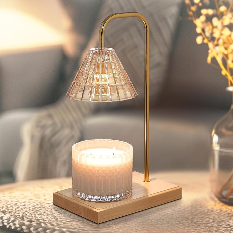 Sheffield Home Glass Candle Warmer Lamp, Flameless Candle and Wax Melter for Long-Lasting Fragrance - Natural Cone Shaped