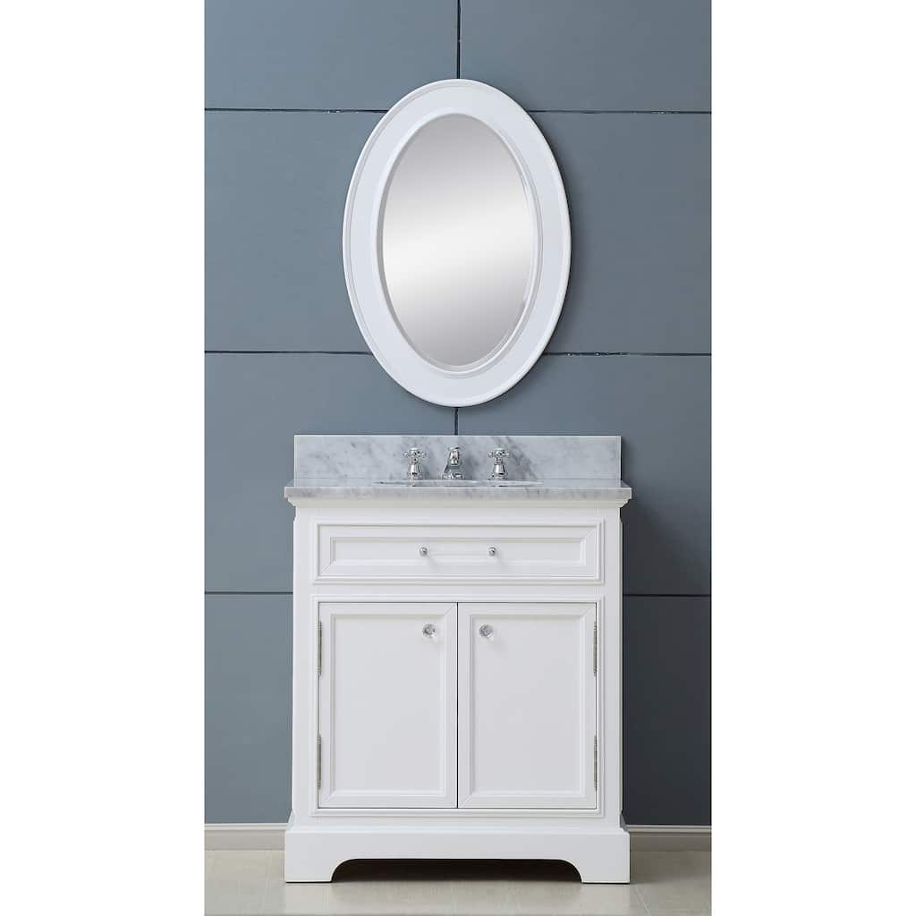 Water Creation Derby 30-inch Solid White Single Sink Bathroom Vanity