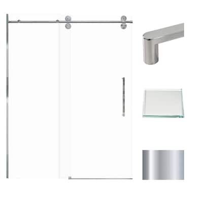 Teegan 59 in. W x 80 in. H Sliding Semi Frameless Shower Door with Fixed Panel with Clear Glass - 56.5-59-in W x 80-in H