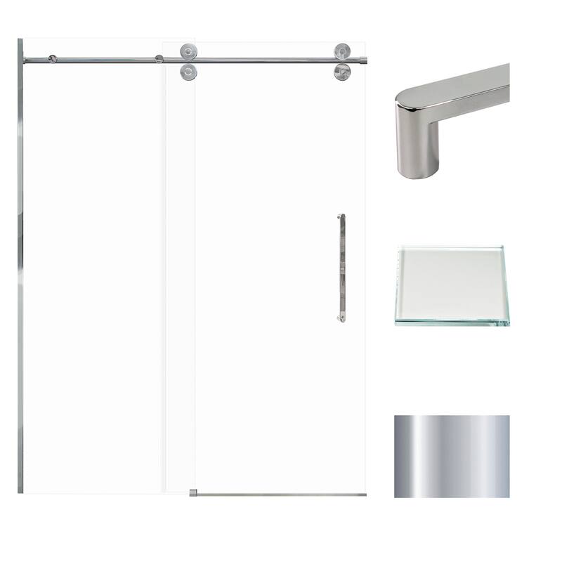 Teegan Plus 59 in. W x 80 in. H Sliding Door with Fixed Panel Semi-Frameless Shower Door with Clear Glass