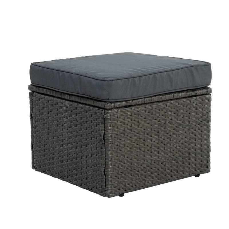 GDFStudio - Modern 7-Piece Outdoor PE Wicker Patio Set with Lounger Sofa, Seats 6