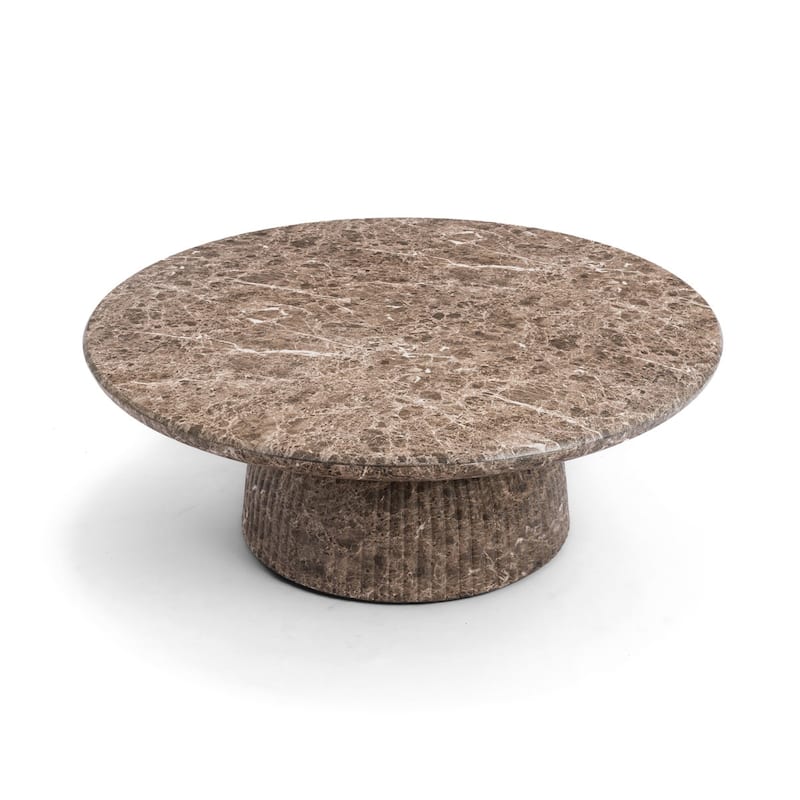 Studio London Maddox Single Round Coffee Table Stone Marble Effect - Emperador Grey marble