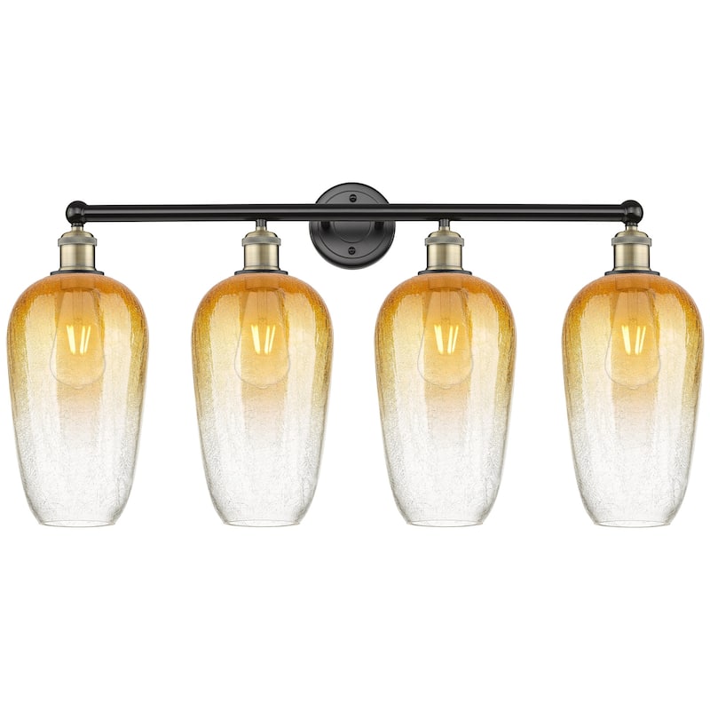 Innovations Lighting 616-4W-18-34 Brookhaven Flute Vanity Brookhaven - Black Antique Brass / Amber