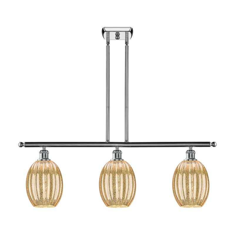 Innovations Lighting Endless Possibilities Ballston - Preston - 3 Light 36" Bulb Shade Stem Hung Island Light - Mercury/Polished Chrome