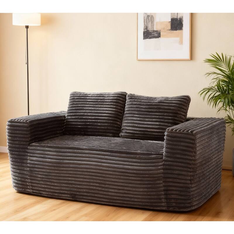 Modern Modular Corduroy Loveseat with Spring Support, Removable Cushions, for Living Room, Bedroom, Studio Apartment