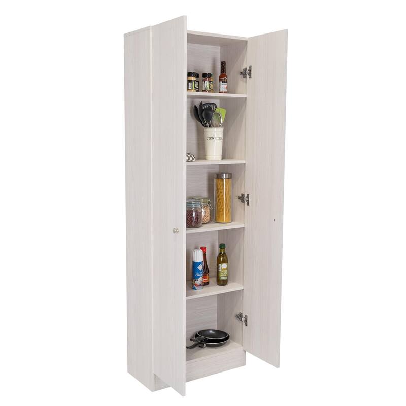Multi-Storage Single-Door Pantry Cabinet with 5 Internal Shelves, Dark Brown - N/A