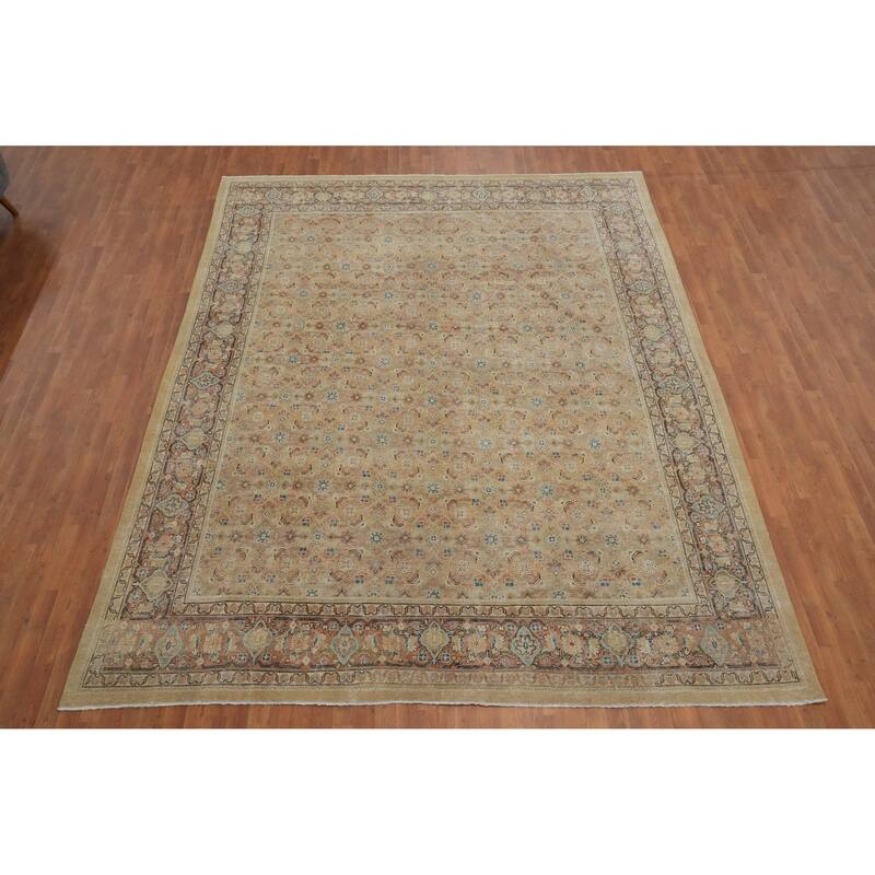 Hand Knotted Oriental 100% Wool Carpet Traditional All-Over Brown Sultanabad Area Rug - 12' 8'' X 9' 10''