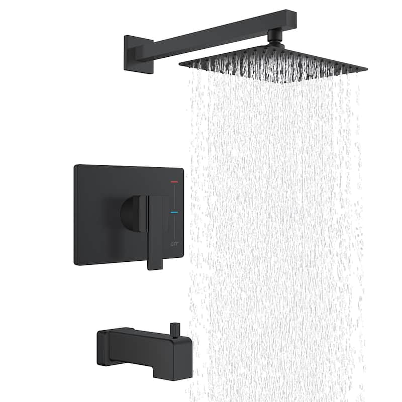 PROOX Wall Mount Tub and Shower Trim Kit with Single-Spray Shower Head - Matte Black