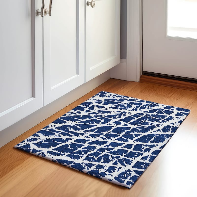 Premium Washable Super Soft Modern Crackle Mayfield Rug - Navy - 1' 8" x 2' 6" - Rectangle