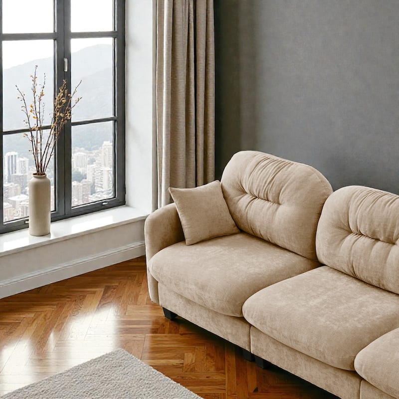 Loveseat Cloud Modular Sectional Sofa in Chenille Fabric, Tufted Backrest, Ergonomic Modern Couch for Living Room