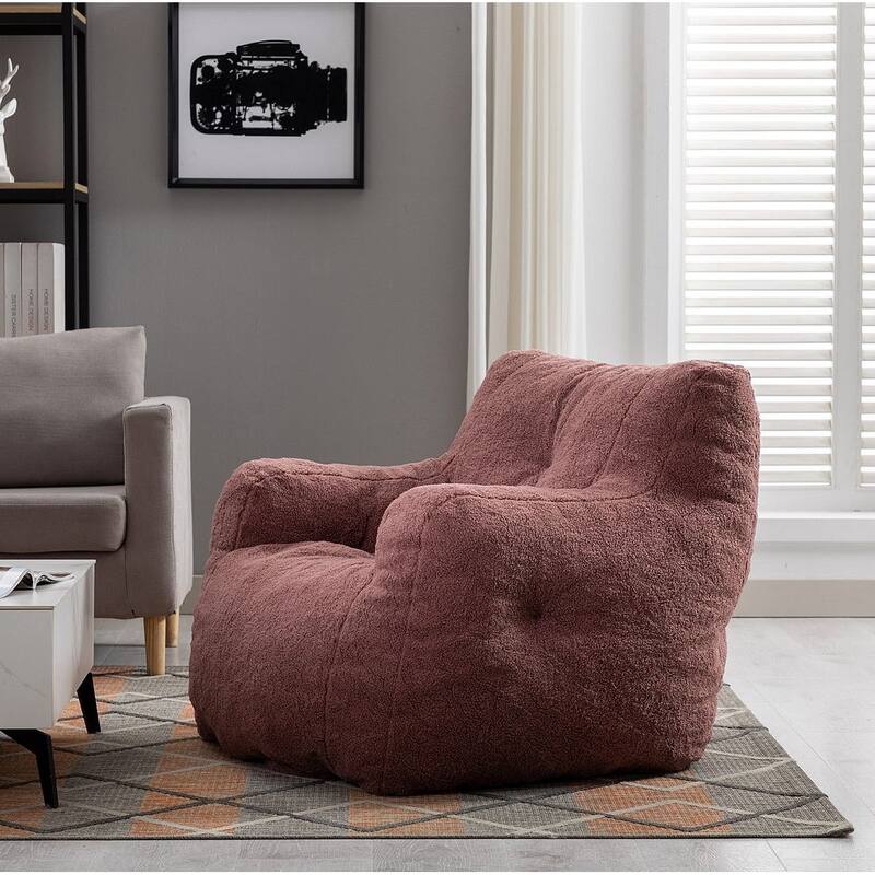 Soft Teddy Cloth Bean Bag Chair Tufted Foam Filling