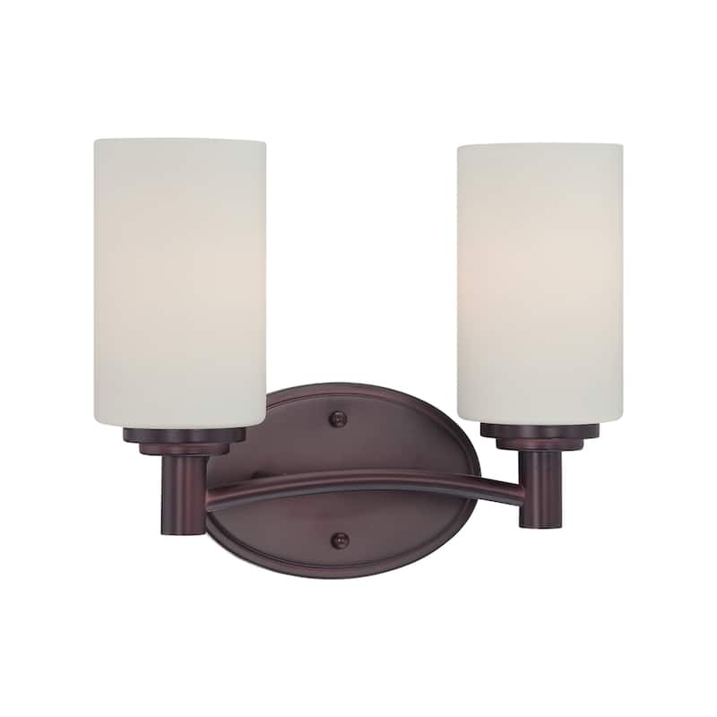 Pittman 12-inch Wide 2-Light Vanity Light in Brushed Nickel - 12 - Sienna Bronze