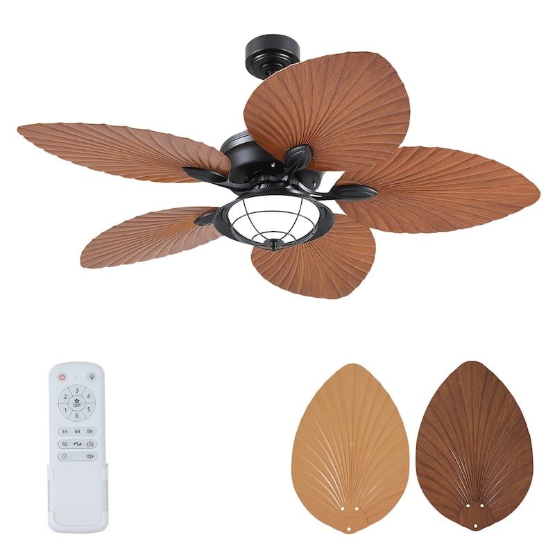 52" Tropical Ceiling Fan with Light and Remote,Indoor and Outdoor Ceiling Fan,Waterproof - 52 Inches
