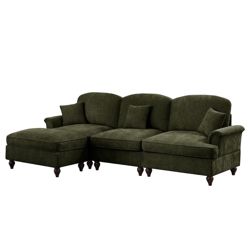 107.1" Modular Chenille L-shaped Sectional Sofa with Removable Ruffles Pleats Skirts