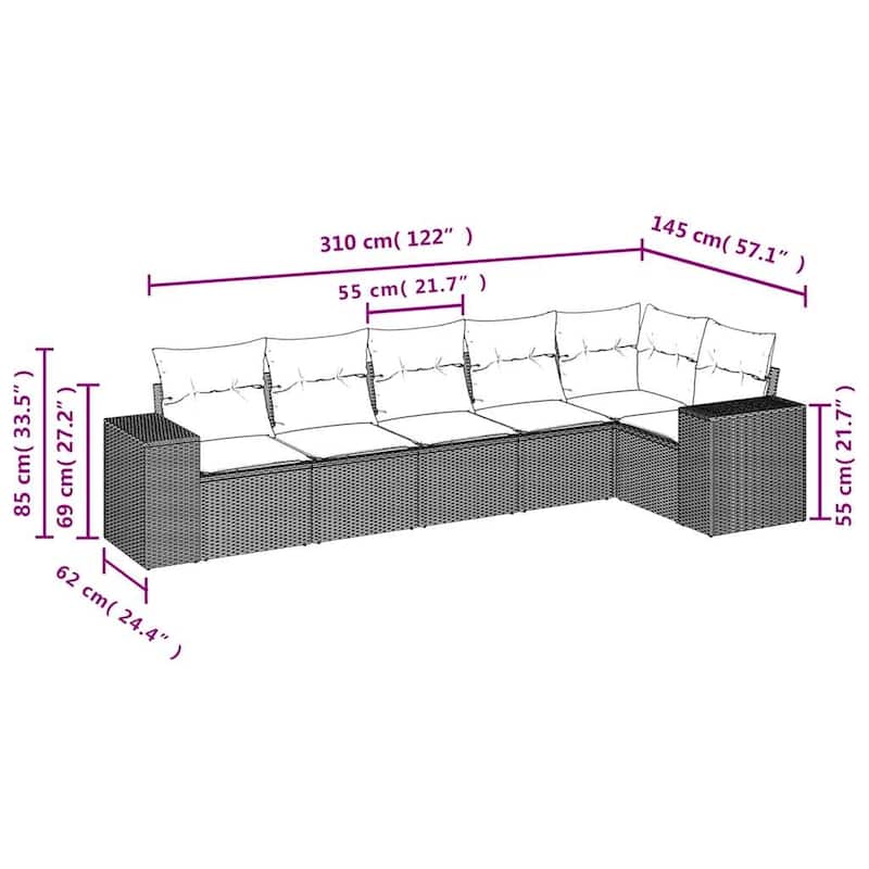 vidaXL Garden Sofa Set - 24.4 x 32.7 x 27.2