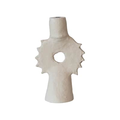 Handmade Paper Mache Spiked Taper Candle Holder - 7.5"L x 3.5"W x 12.0"H