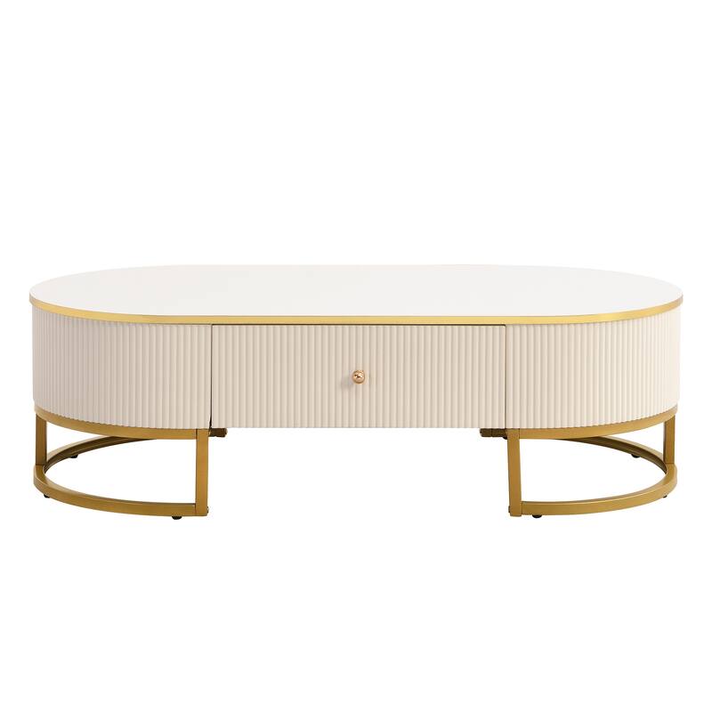 Oval Coffee Table Center Table with Drawers