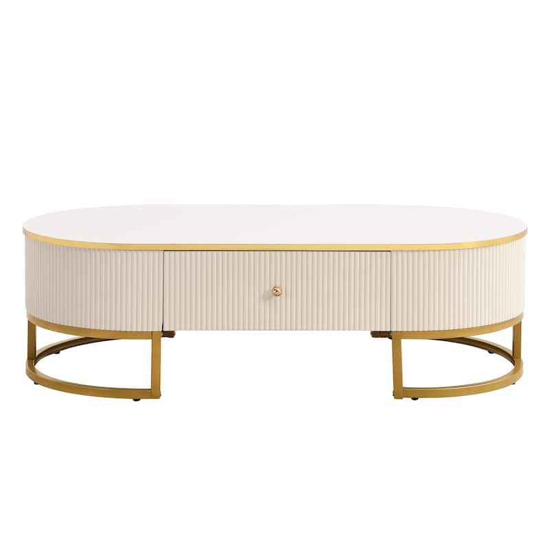 Oval Coffee Table with Drawers