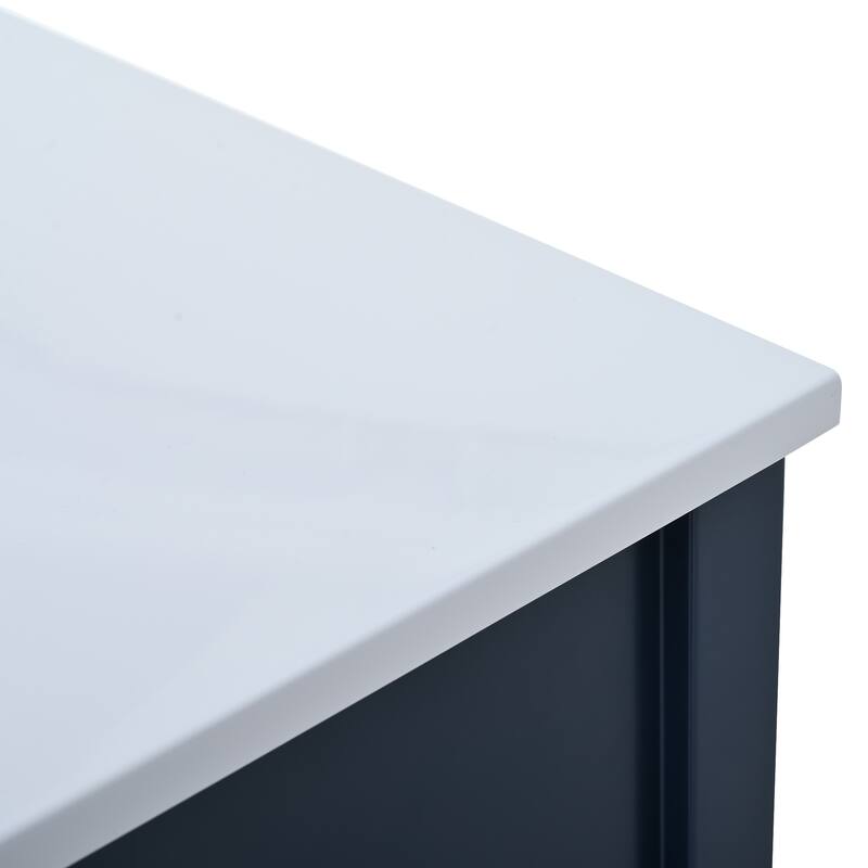 Roomfitters 36" Vanity with Ceramic Sink, Modern Cabinet with 4 Drawers, Solid Wood Feet, Freestanding Bathroom Set, Blue