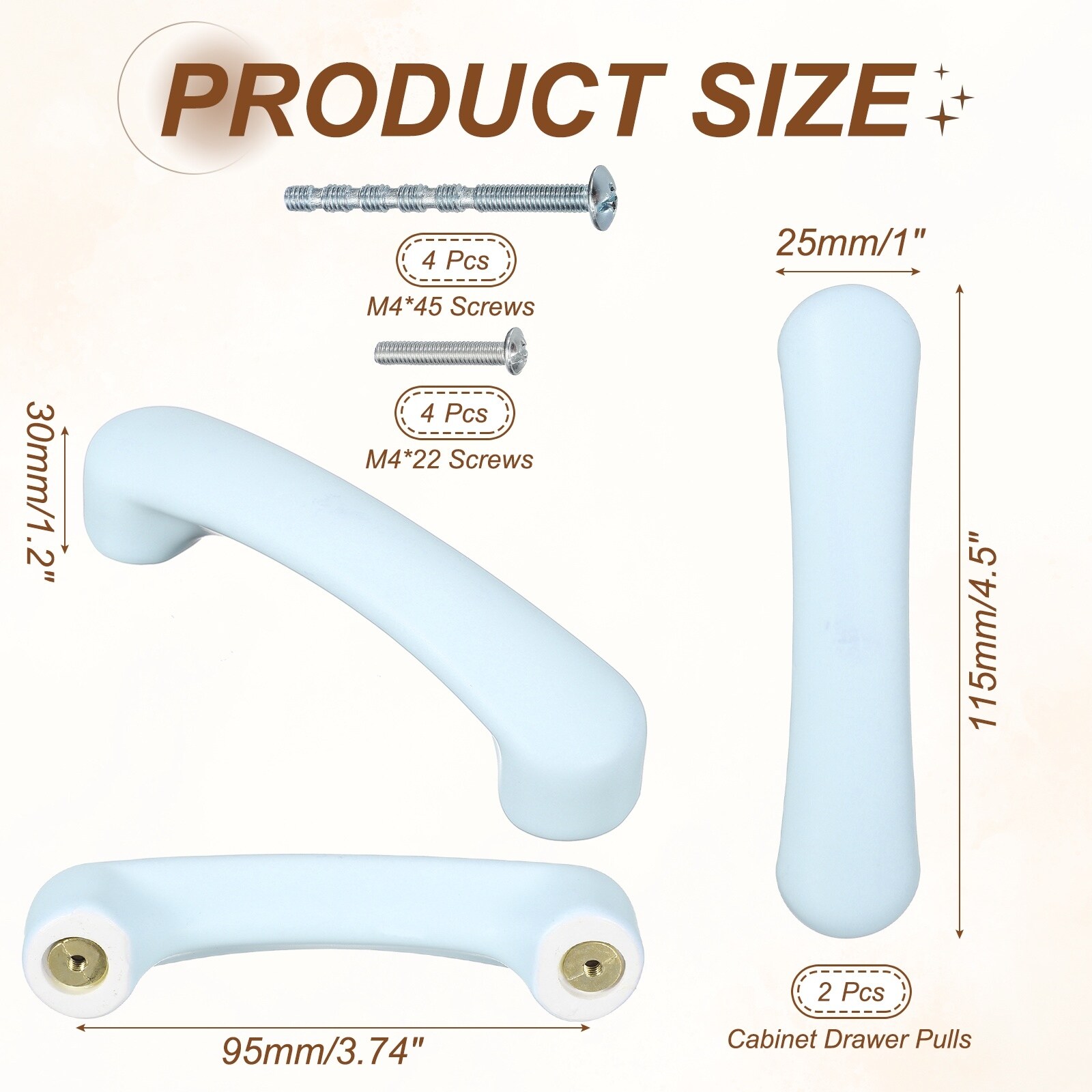 2 Pcs White Ceramic Cabinet Drawer Pulls for Kitchen Cupboard