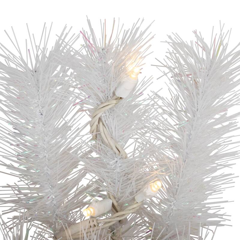 White Alaskan Pine Artificial Christmas Wreath, 36", Warm White LED