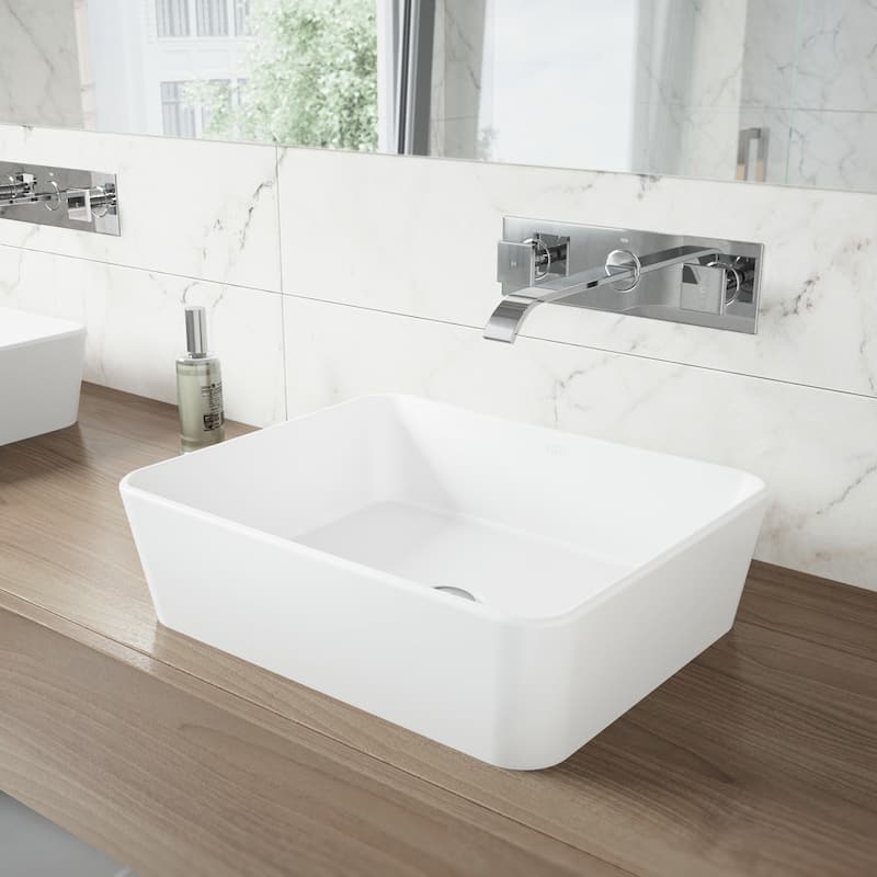 VIGO Titus 3" H 2-Handle Wall Mount Bathroom Faucet