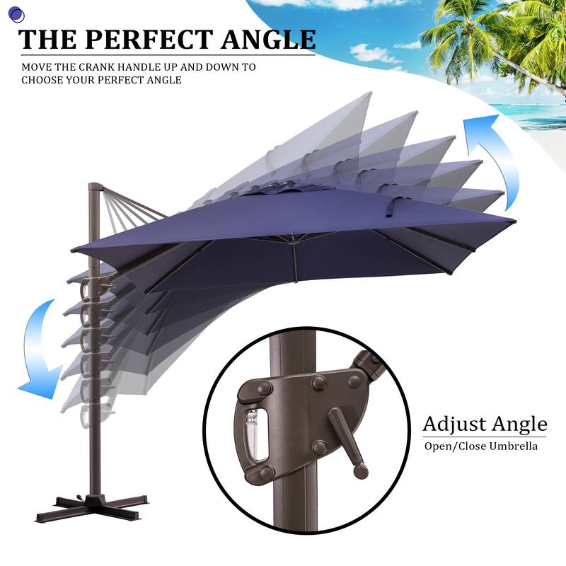Pellebant 9 FT x 12 FT Outdoor Patio Cantilever Umbrella with Base Stand