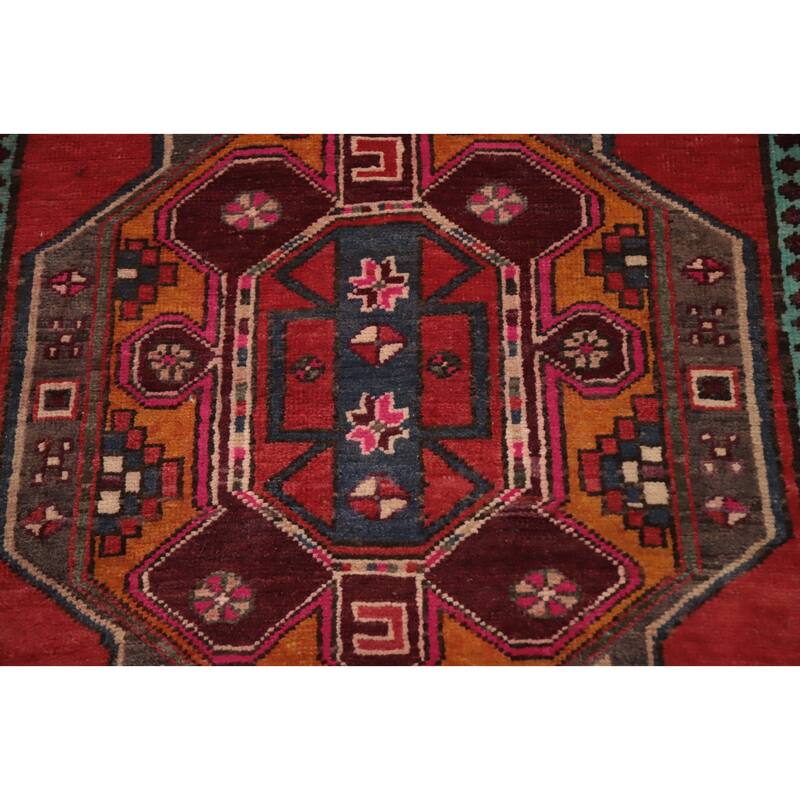 Hand Knotted Oriental 100% Wool Carpet Traditional Tribal Red Ardebil Runner Rug - 10' 4'' X 3' 5''