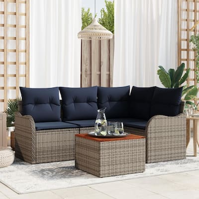 vidaXL 5 Piece Garden Sofa Set with Cushions - 69.9×48.2×27.2