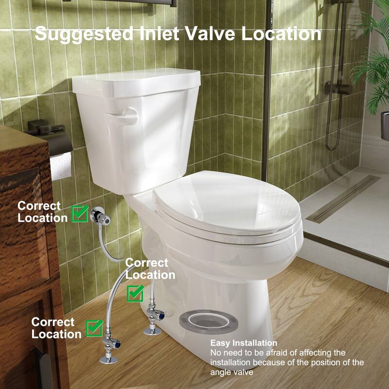 HOROW 2 Piece ADA Height Round Toilet White 1.28 GPF Strong Flush Quiet Soft Close Seat