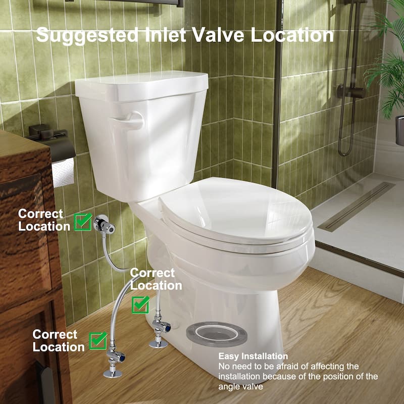 ADA Chair Height Two-piece 1.28 GPF Single Flush Round Toilet Map Flush 1000g, Soft-Close Seat Included