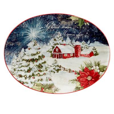 Certified International Silent Night Oval Platter, 16" X 12"
