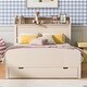preview thumbnail 1 of 19, Full Size Wooden Storage Platform Bedframe with Headboard & Drawers Cream - Full