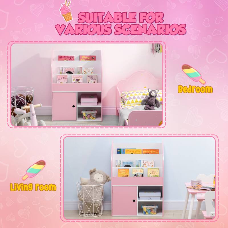 Multi-Purpose Kids Toy Storage Organizer Bookshelf with Cabinet