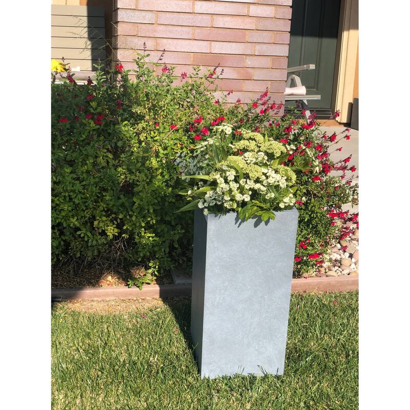 Durx-litecrete Lightweight Concrete Cement Color Tall Planter-Small - 8.7'x8.7'x19.9' - 8.7'x8.7'x19.9' - cement