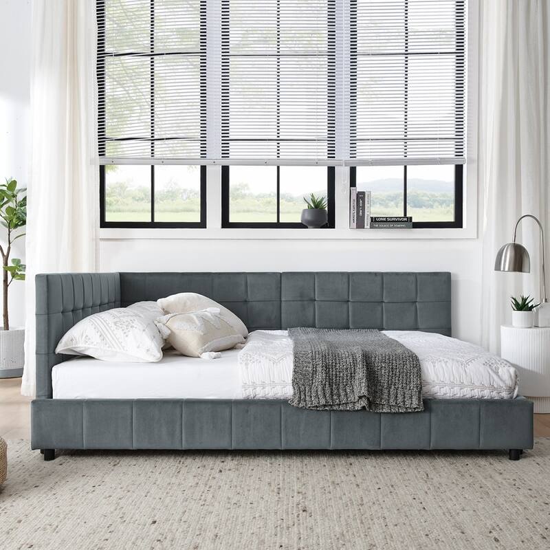 Upholstered Tufted Bed Frame Velvet Fabric Daybed